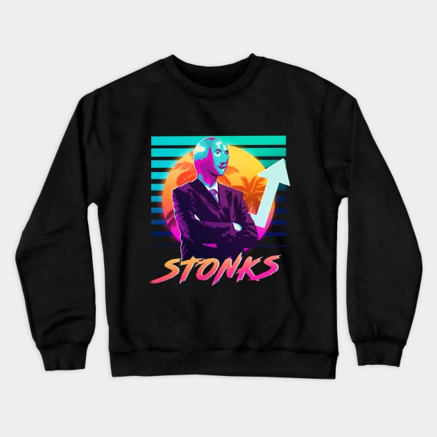 Stonks, Dank memes, vintage v1 Crewneck Sweatshirt by QuantumDesigns